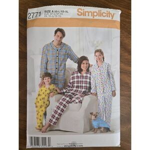 Simplicity Pattern 2771 Unisex Size XS-XL Pajamas Sewing